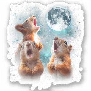 Pegatina 3 Squirrel Moon Howling Squirrel Head Funny