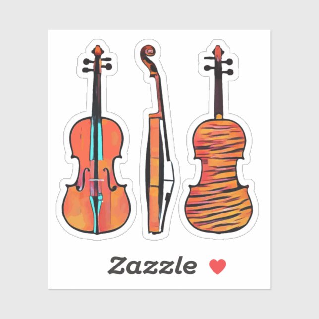 Pegatina 3 violines Instrumentos musicales originales Pop A (Hoja)