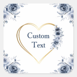 Pegatina 3" x 3" Personalizado floral azul texto