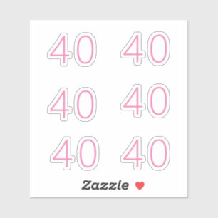 Pegatina 40.º cumpleaños número rosado cuarenta Personaliza