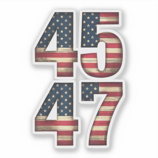 Pegatina 45 47 Bandera estadounidense Donald Trump 2025 (Anverso)