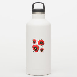 Pegatina 4 amapolas rojas