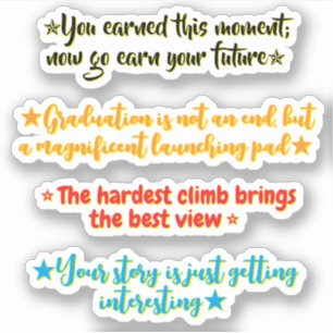 Pegatina 4 Citas de Graduación   Stickers Inspiradores