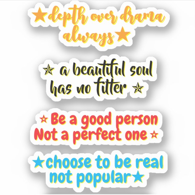Pegatina 4 citas de personalidad | Motivacionales Inspirado (Anverso)