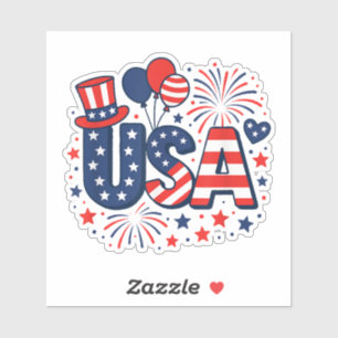 Pegatina 4 de julio Bandera estadounidense de los Estados U