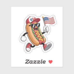Pegatina 4 de julio Hotdog American Independence 1776