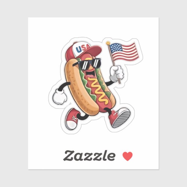 Pegatina 4 de julio Hotdog American Independence 1776 (Hoja)