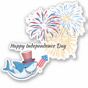 Pegatina 4 De Julio: Ilustración De Fuego De Tiburón Direct