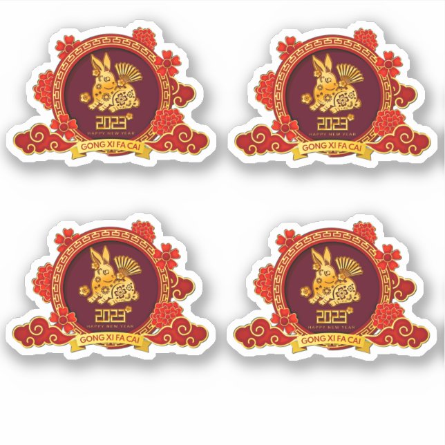 Pegatina 4 Gong Xi Fa Cai, deseando riqueza para el año nue (Anverso)