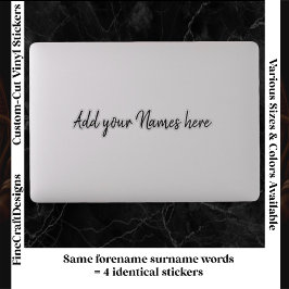 Pegatina 4 Modern Custom Name Laptop Stickers Set Black
