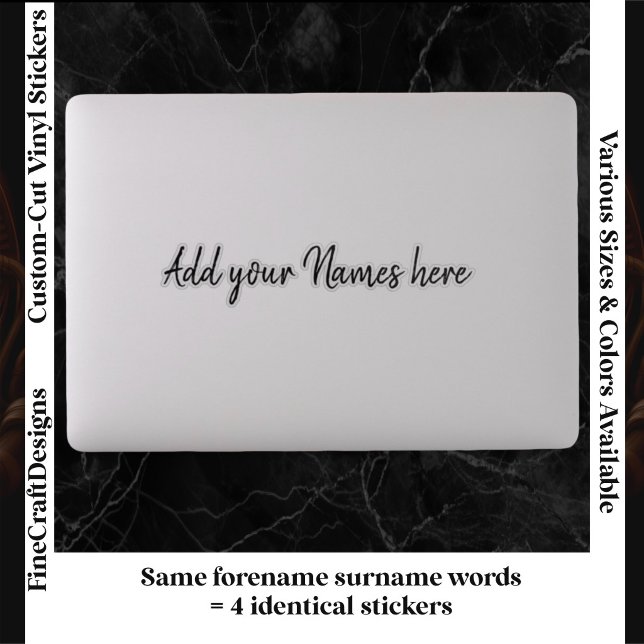 Pegatina 4 Modern Custom Name Laptop Stickers Set Black (Subido por el creador)