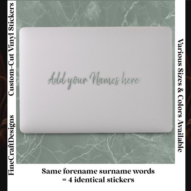 Pegatina 4 Modern Custom Name Laptop Stickers Set Green (Subido por el creador)