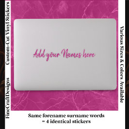 Pegatina 4 Modern Custom Name Laptop Stickers Set Hot Pink