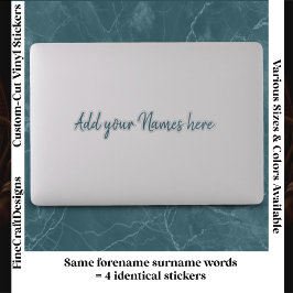 Pegatina 4 Modern Custom Name Laptop Stickers Set Teal