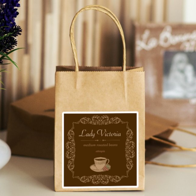 Pegatina 4 pcs Café personalizado marrón vintage (Subido por el creador)