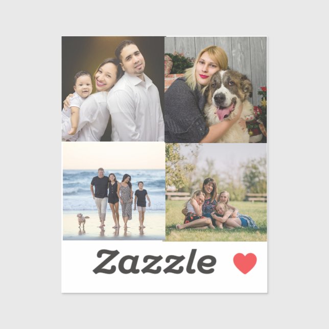 Pegatina 4 Personalizado de Collage de fotos familiar (Hoja)