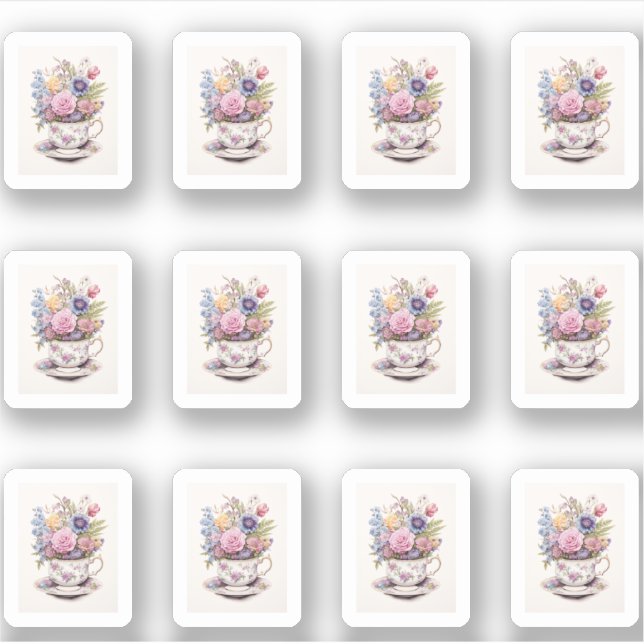 Pegatina 4 Taza de Flores (Anverso)