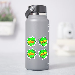 Pegatina 4 x POW Burst Pop Art Yellow Green sobre 4" Vinyl
