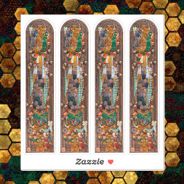 Pegatina 4xStained Glass Window Design of St. Gobnait 