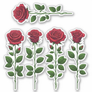 Pegatina 5 Rosas (brillante)