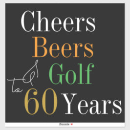 Pegatina 60th Birthday Golf Cheers Beers luggage