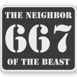 Pegatina 667 El vecino de la bestia (blanco sobre negro)
