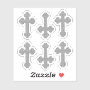 Pegatina 6 cruces de plata metálica de imitación - contorno