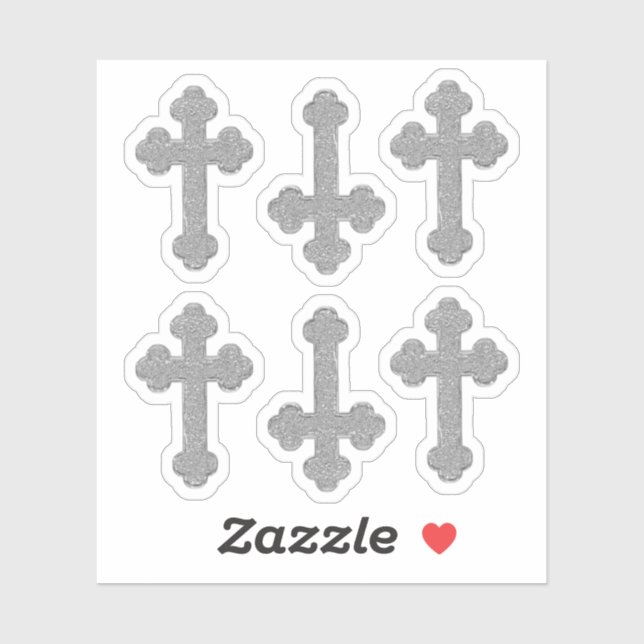 Pegatina 6 cruces de plata metálica de imitación - contorno (Hoja)