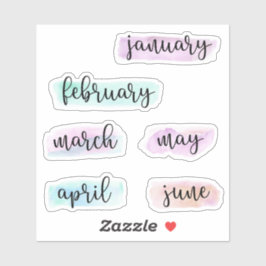 Pegatina 6 meses del año -de enero a junio- acuarela