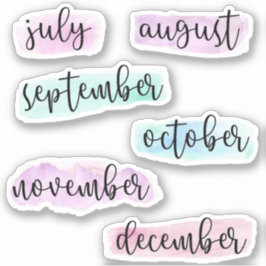 Pegatina 6 meses del año -julio a diciembre- acuarela
