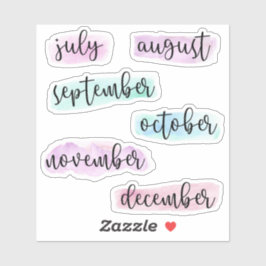 Pegatina 6 meses del año -julio a diciembre- acuarela