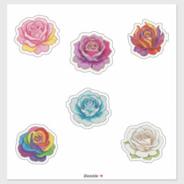 Pegatina 6 rosas coloridas