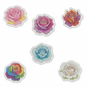 Pegatina 6 rosas coloridas