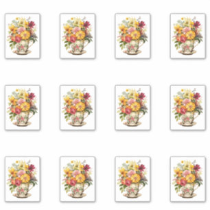 Pegatina 6 Taza de Flores