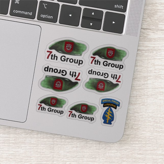 Pegatina 7.º Contexto de boinas verdes de las fuerzas espec (Detalle)