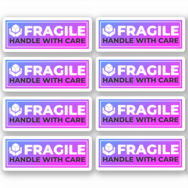 Pegatina 8 Fragile Shipping Stickers (Handle with Care) (Anverso)