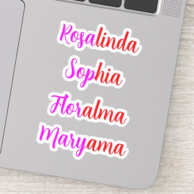 Pegatina 8 Nombres Transparentes Impermeables Escritos a Ma (kids Waterproof name Stickers for girls)
