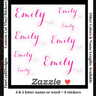 Pegatina 8 Palabra de nombre personalizado, 4-5 letras Escr