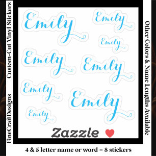 Pegatina 8 Palabras de nombre personalizado, 4-5 letras Ele