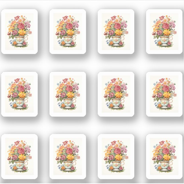 Pegatina 8 Taza de Flores (Anverso)