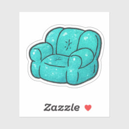 Pegatina 90s Teal Glitter Bubble Chair Kiss Cut 
