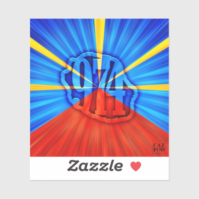 Pegatina 974 Ile de la Réunion - Drapeau réunionnais (Hoja)