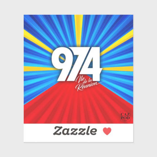 Pegatina 974 Ile de la Reunion Signature Maveli R zoom1 (Hoja)