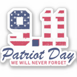 Pegatina 9.11 Día del Patriota; nunca olvidaremos