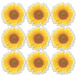 Pegatina 9 girasoles naranja amarillo Stickers de corte de 