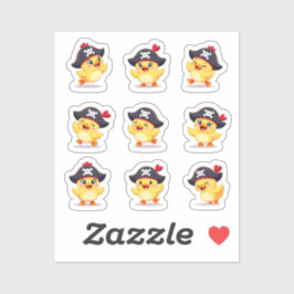 Pegatina 9 Hoja de Stickers de Pato Pirata Adorables