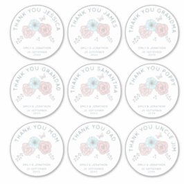 Pegatina 9 Nombre Individual Grande Gracias Boda De Flores