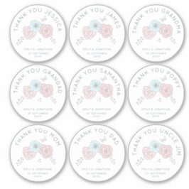 Pegatina 9 Nombre Individual Pequeño Gracias Boda De Flores