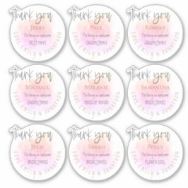 Pegatina 9 Nombres Gracias Mensaje Bridal Party Individual