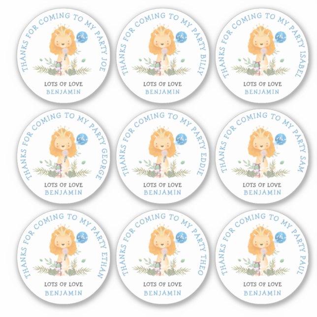 Pegatina 9 Nombres individuales de invitados Azul Gracias L (Anverso)